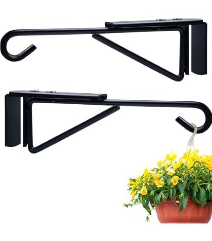 ESFUN 6 Pack 2 x 6 inch Fence Hooks Patio Hooks Brown Powder Coated Steel Hangers fits Easily for Vinyl Fences Indoor & Outdoor Hanging Lights, Plants & Planters, Bird Feeder, Pool