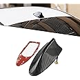 Fluher 1 PC Car Shark Fin Antenna, Radio Signal Enhancement Antenna Roof Spoiler Reduce Wind Resistance Decoration, Adhesive Base with Copper Screw, Universal External Antenna (Carbon Fiber Black)