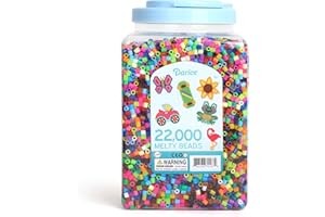 PLAYKIDZ Darice Fuse Beads, Bulk Assorted Multicolor Melty Beads for Kids Crafts, Big Bucket of 22000 pcs