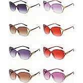 NLEYANB 8-Pack Retro Fox Cat Eye Sunglasses for Women, Oversized UV400 Unisex Shades - Classic Party Beach Multi-Pair Accessories