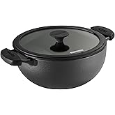 Tramontina Utsava 4.9-Quart Pre-Seasoned Cast Iron Kadai with Lid, Large Kadhai Pot for Indian Cooking