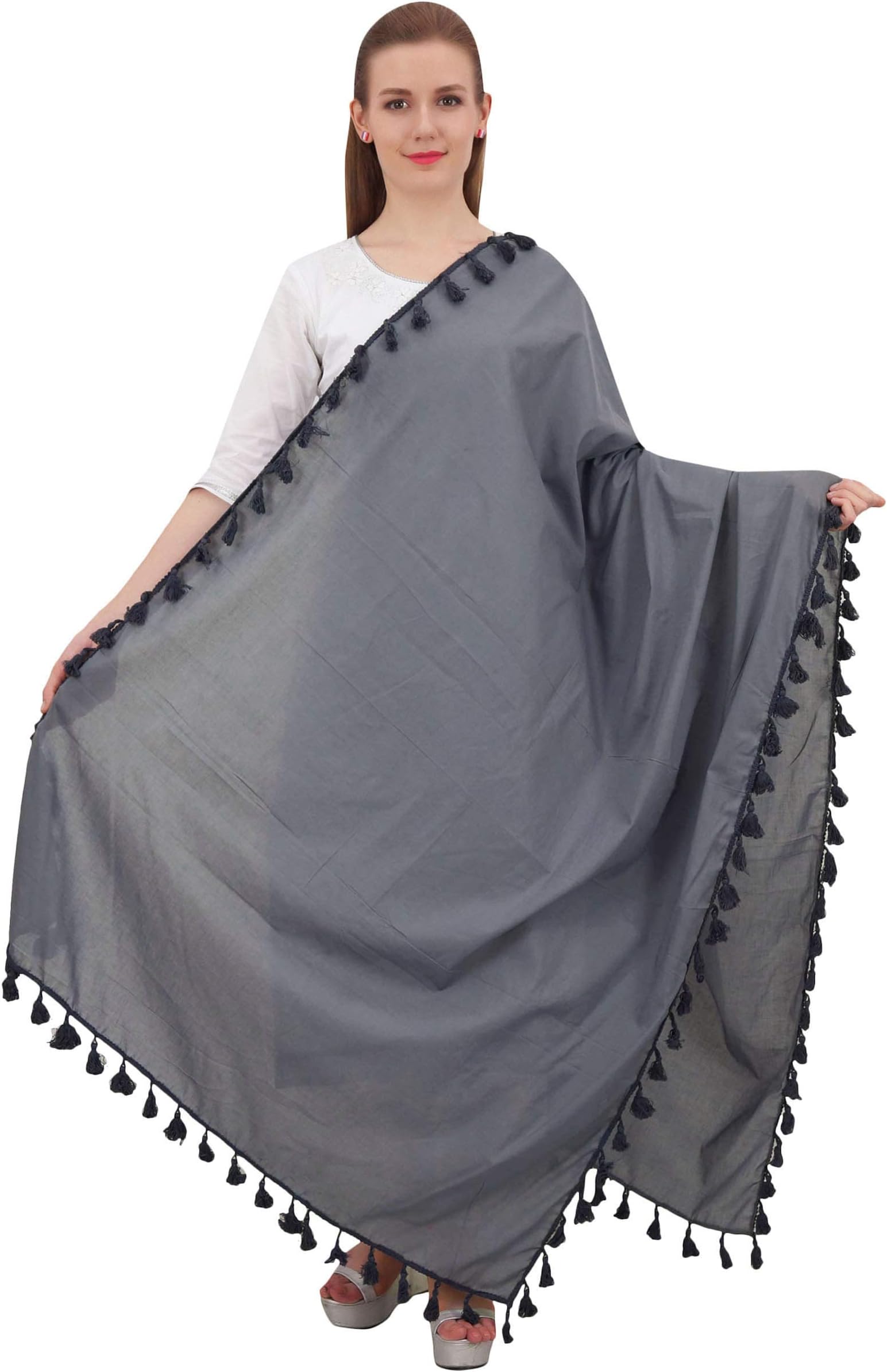 Cotton Neck Wrap Indian Dupatta Chunni Long Stole Tassel Scarf