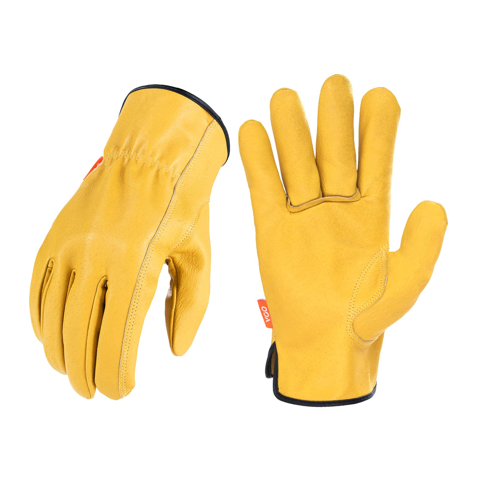 Vgo... 1 Pair Ulined Pigskin Leather Safety Work Gloves Men,Rigger Gloves,Builder Gloves(Size XL,Gold,PA9501)