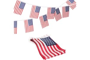American Flag, DDMY American Flags for Outside Decor 36 Feet 40 Flags USA Flag Banner, American Flag Banner Perfect for Memorial Day/4th of July Independence Day/Patriotic Events/Labor Day Decor