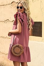 Dokotoo Womens Summer Casual V-Neck Drawstring