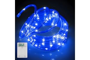 Heceltt 24.6ft 75LED Rope Lights Indoor, Battery Operated String Lights for Bedroom,Table,Stairway,kiddos Room,Planter,Trees,Holiday Lights Decoration (Blue)