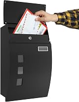 SONGMICS Mailbox Wall Mounted Lockable Post Letter Box with Viewing Windows view 4