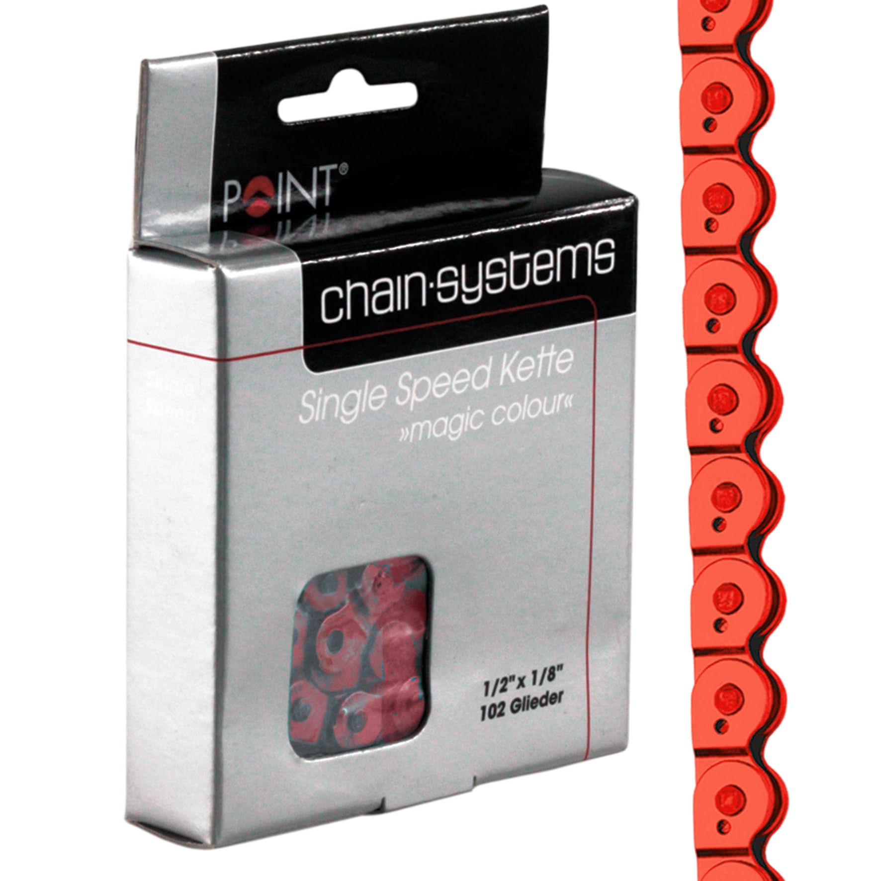 Point Half Link MK 918 Bicycle Chain 1/2 x 1/8 102 Links red