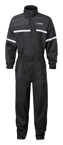 JDC Motorrad Kombi - Regenkombi - 1-Stück - Wasserdichter Regenschutz – SHIELD - Schwarz - S