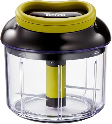 K13212 5-Sekunden-Zerkleinerer ohne Strom, 900ml, Universalzerkleinerer für Gemüse, Obst, Nüsse, Knoblauch, Babynahrung inkl. zusätzlichem Ice-Crusher, Schwarz/Grün/Transparent