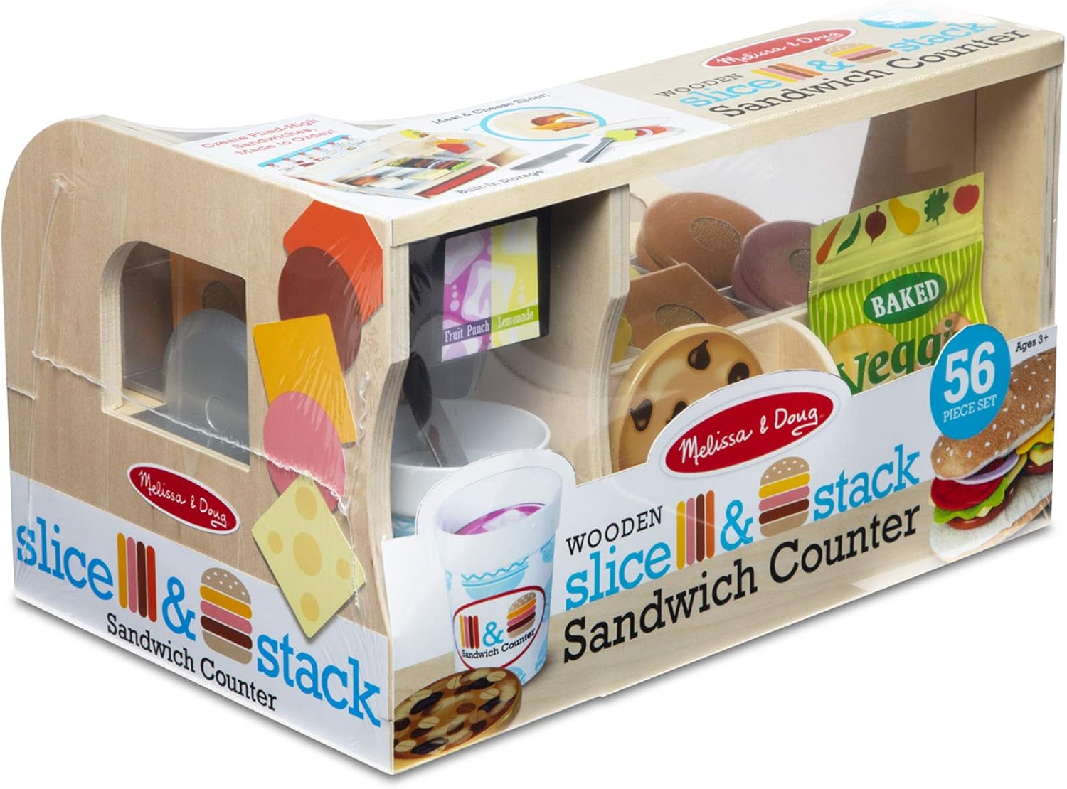 Melissa & Doug Wooden Slice & Stack Sandwich Counter Pretend Play