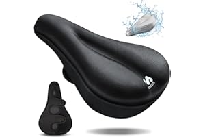 MEENCOOL Bike Seat Cushion - Gel Padded Bike Seat Cover for Men Women Comfort, Adjustable Velcro Secure Bicycle Seat Cushion Compatible with Peloton, Indoor & Outdoor Bicycle Seat