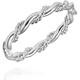 AeraVida .925 Sterling Silver Twist Round Thread Double Strand Braided Ring Band for Women | Polished Stackable Comfort Fit Minimalist Silver Ring | Jewelry Gift for Anniversary Daily Wear | Sizes 4–11