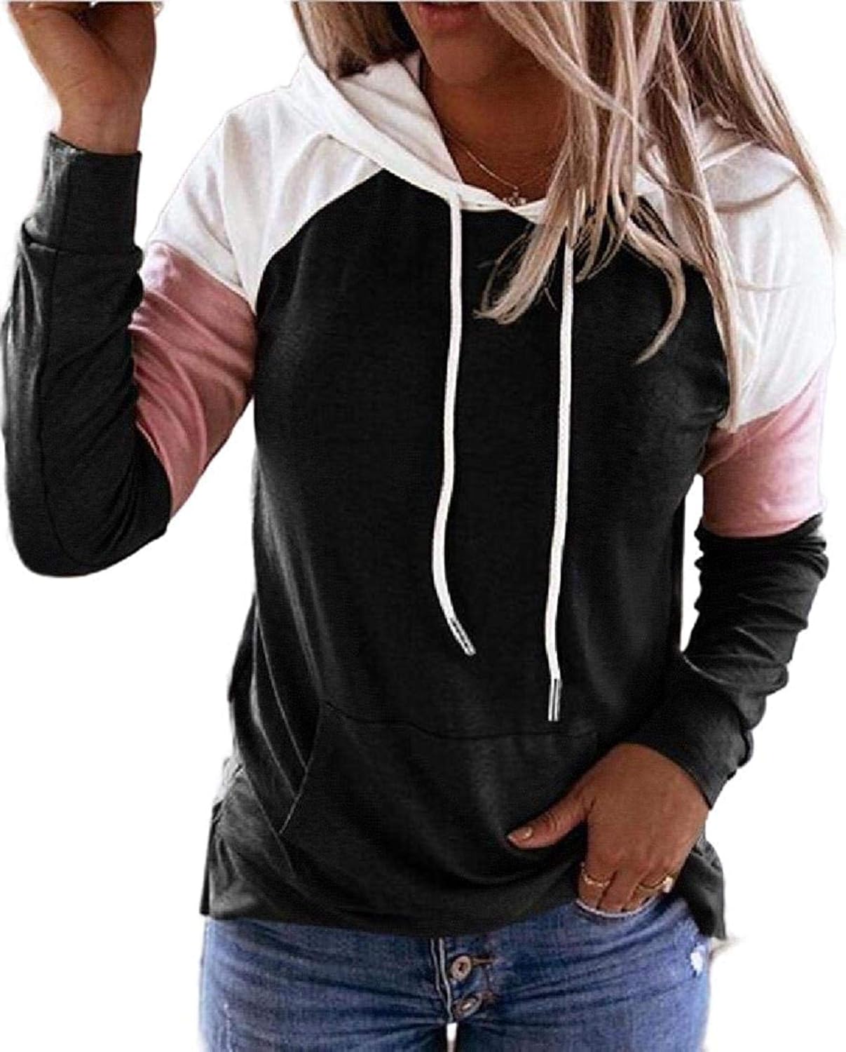 Classic Basic Fashion Women's Casual Pullover Hooded Drawstring Sweater
