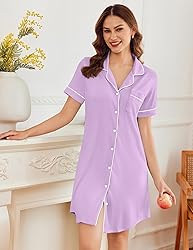 Ekouaer Button Nightgowns for Women Short Sleeve