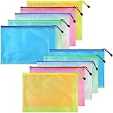 10 pcs A5 Zipper File Bags, baotongle Zippered Waterproof PVC Pouch Plastic Zip Document Filing Folder 5 Colors