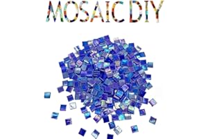 SMEIINIK 500g/1.1lb Bulk Iridescent Glass Mosaic Tiles for Crafts,Square Mosaic Tiles for DIY,Glass Mosaic Pieces,Mosaic Making Supplies (CE30)