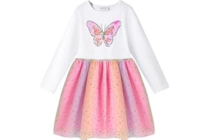 TRENDSTITCH Girls Tulle Dresses Toddler Long Sleeve Sparkle Tutu Dress Kids Clothes Party Gifts Outfits