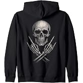 Rock &amp; Rock Music, Rock On &amp; Rock Hand | Skull, Rocker Zip Hoodie