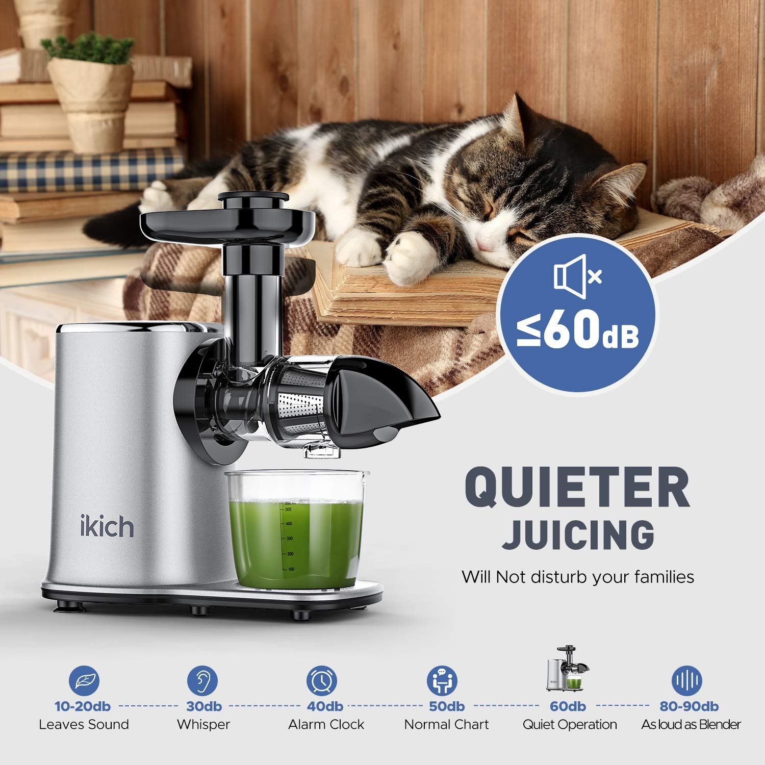 IKICH Slow Juicer 2Speed Slow Masticating Juicer Easy To Clean, High