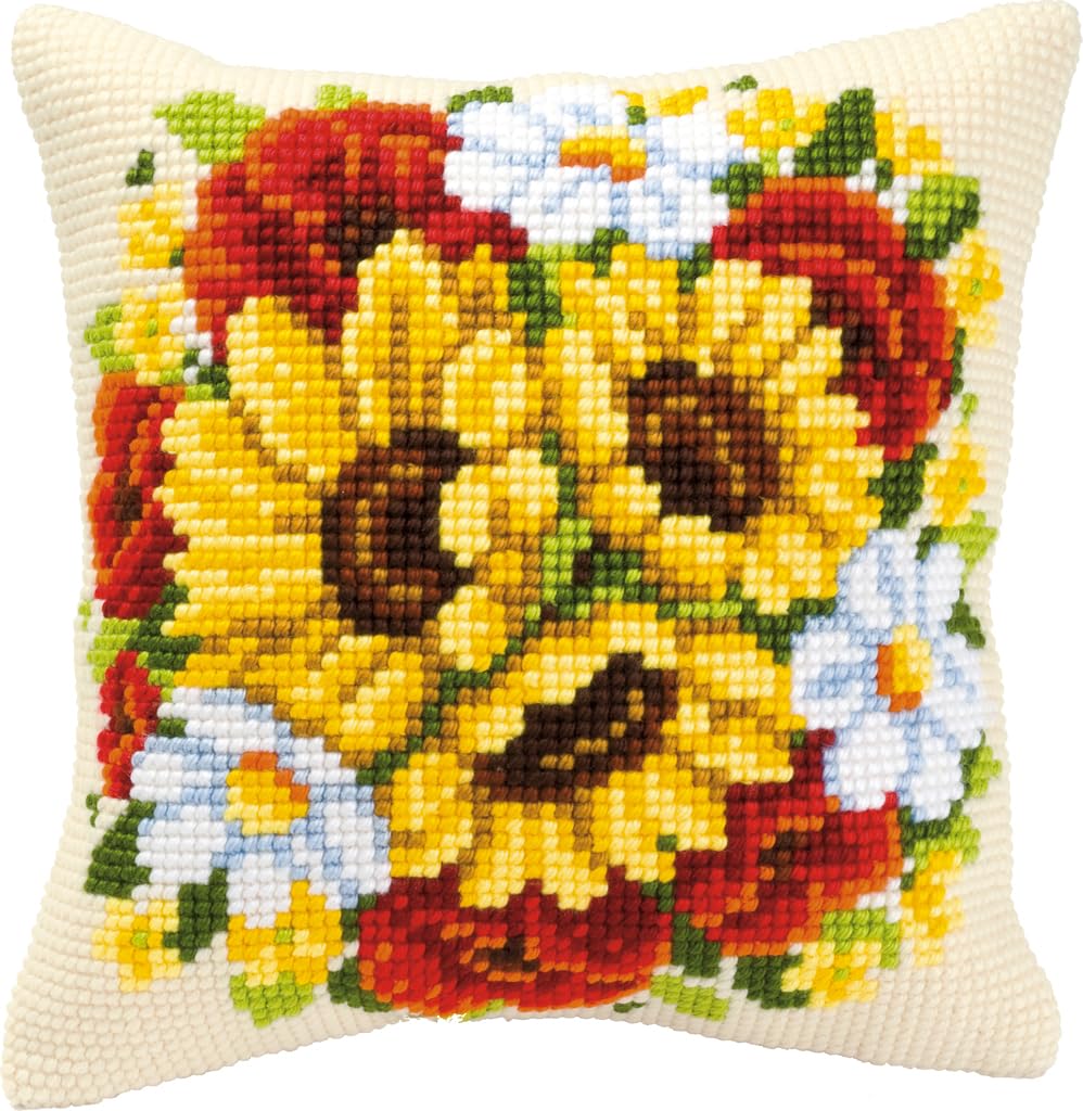 Vervaco Floral Posy Cross Stitch Cushion, Multi-Colour