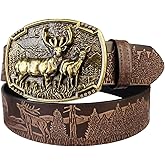 TOPACC Western Belts for Men Woman Western Belt Buckle Cowgirl Cowboy Leather Country Belt for Jeans Pants Gift