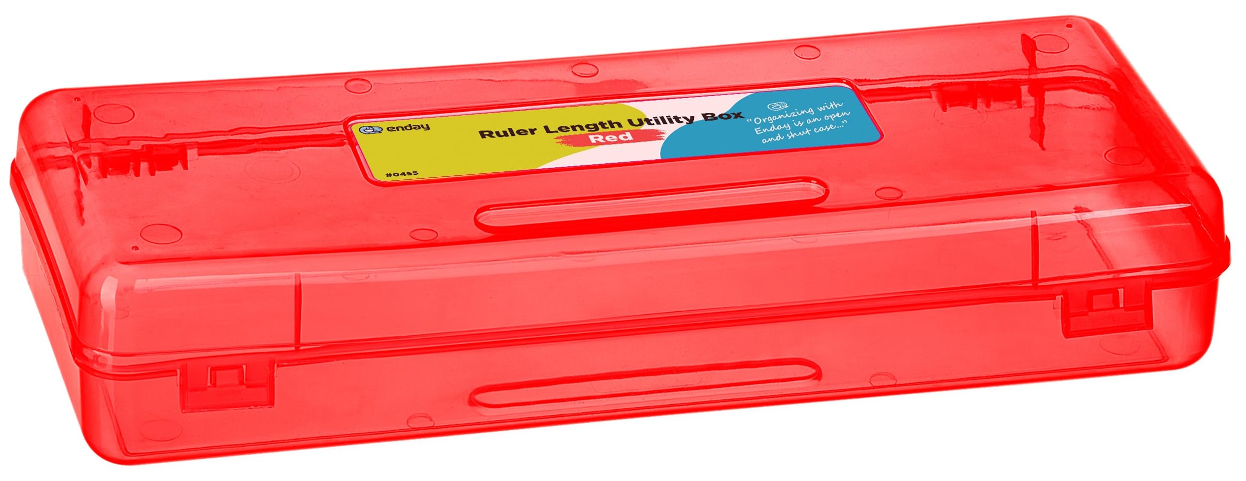 Photo 1 of Enday Pencil Box Red, Storage Organizer Utility Box, Multipurpose Long Ruler Length School Office Supplies Plastic Pencil Case for Kids & Adults Available in Red, Pink, Green, Purple, Blue, 1PK