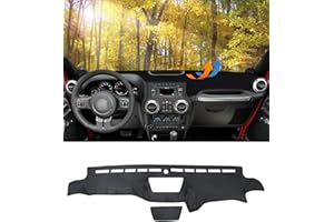 BIBLOZ Dash Cover 2011 2012 2013 2014 2015 2016 2017 for Jeep Wrangler JK JKU Unlimited Sport Sahara Rubincon Accessories Black Flannel Dashboard Cover Mat Car Dashboard UV Sun Protection