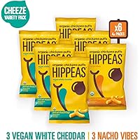 HIPPEAS Organic Chickpea Puffs + "Cheeze" Variety Pack | 4 ounce, 6 count | Vegan, Gluten-Free, Crunchy, Protein Snacks