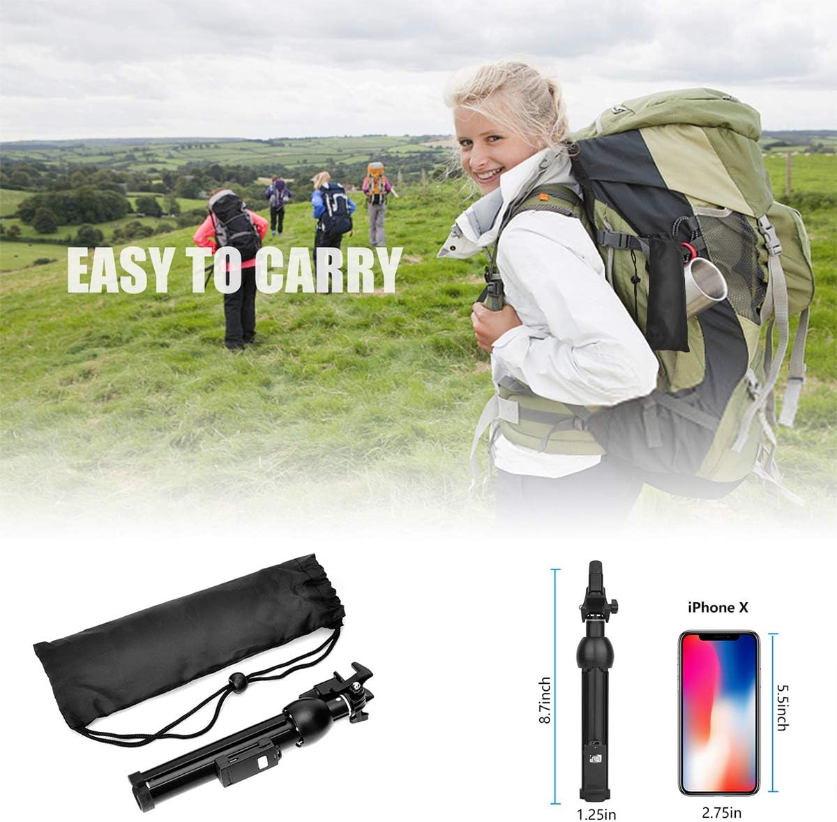 Selfie Stick,45 Inch Extendable Selfie Stick Tripod with Rechargeable Wireless Remote and Phone Tripod Stand,Compatible with iPhone 11 Pro Xs X 8 7 6 Plus,Samsung Galaxy Note10 S10 S9 S8,Gopro