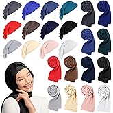 Bunnycool 24 Pcs Hijab Scarf for Women Solid Color Chiffon Long Scarf Shawls and Wraps Lightweight for Muslim Women Gifts