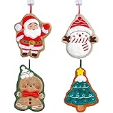 HUEYTON Christmas Hand Towel Set - Ultra Absorbent-Soft Hanging Hand Towels for Bathroom Kitchen, Fun Cartoon Festival for Kid Children 4 Pack