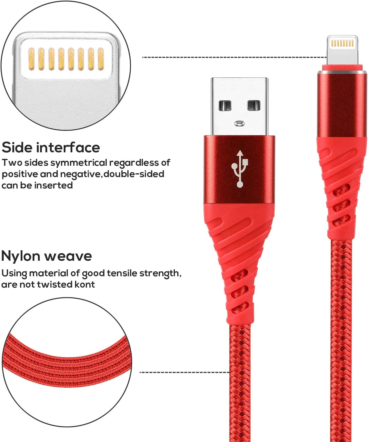 iPhone Charger 3ft, 2 Pack Lightning Cable 3 Foot Nylon Braided USB Charging & Syncing iPhone Cord 3 feet Compatible with iPhone Xs/XR/XS Max/X/7/7Plus/8/8Plus/6S