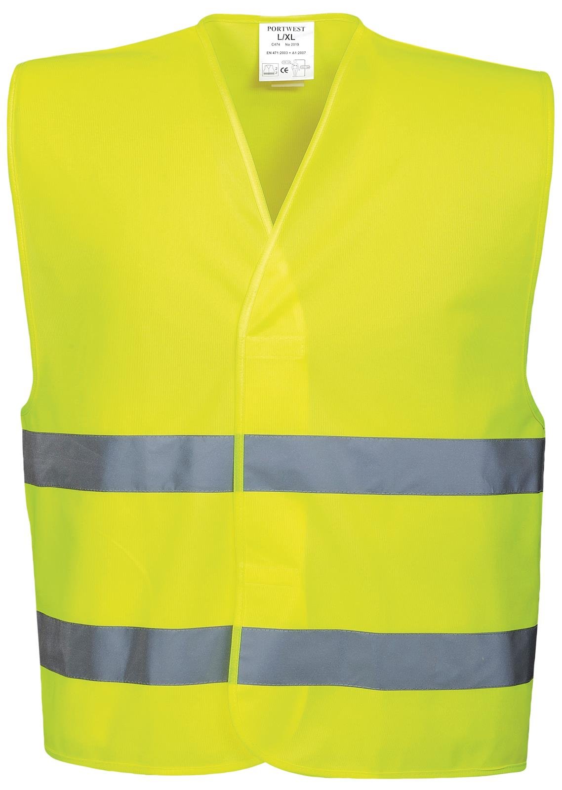 Portwest Hi-Vis Two Band Vest, Size: XX/3X, Colour: Yellow, C474YERXX/3X