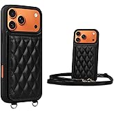 Keallce for iPhone 17 Pro Max Wallet Case with Crossbody Strap, 4 Credit Card Holder with RFID Blocking, Magnetic Closure iPhone Stand Flip Cover Shockproof for Women,6.9inch Black
