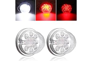 JZYZQBX 2PCS Dual Revolution Red Turn Signal and Marker to White Auxiliary 17 LED Watermelon Lights, Clear Lens & Stainless Steel Bezel Marker Lights for Freightliner Kenworth Peterbilt Trailer Heavy Trucks