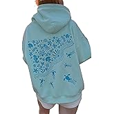Yojeasrio Women Teen Girls Cute Embroidered Hoodie Y2k Floral Ocean Graphic Oversized Sweatshirt Aesthetic Preppy Clothes