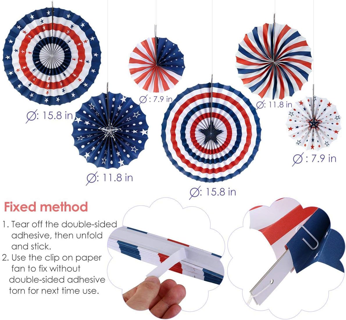 Patriotic Decorations - American Flag Party Supplies, 45 pcs Patriotic Party Supplies Including Paper Fans, Banner, Shades Glasses, Balloons, Star Confetti, Hanging Swirl: Toys & Games