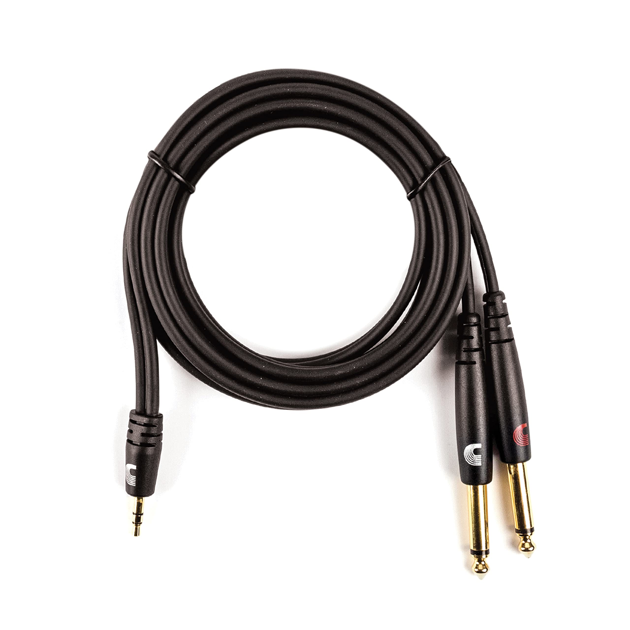 D'Addario Audio Cable - Works with Cell Phone, MP3 Players - Custom Series - 6 Feet/1.82 Meters - 1/8 Inch to Dual 1/4 Inch Ends - 1 Pack