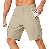 S Spowind Men's Hiking Cargo Shorts Quick Dry Lightweight Summer Travel Shorts with Zipper Pockets for Camping Fishing Golf