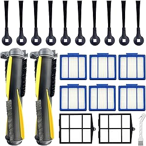Tivcroxs Zubehör-Set für Shark IQ RV1001AE RV1000 RV1001 AV970 AV993 RV912S AV1002AE UR1000SR QR1000SB UR1005AE AV1102ARUS Roboter-Staubsauger, 100000000 Seitenbürsten, 2 Stück Vorfilter
