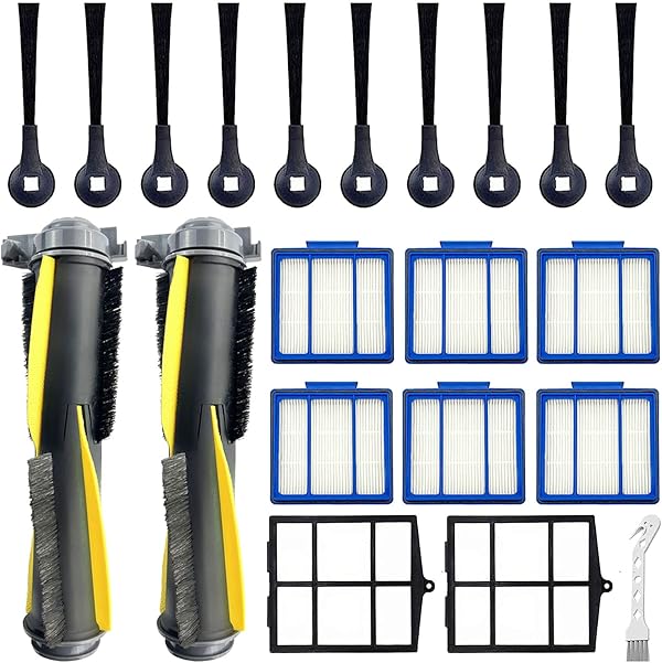 Tivcroxs Zubehör-Set für Shark IQ RV1001AE RV1000 RV1001 AV970 AV993 RV912S AV1002AE UR1000SR QR1000SB UR1005AE AV1102ARUS Roboter-Staubsauger, 100000000 Seitenbürsten, 2 Stück Vorfilter