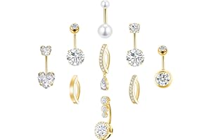 LEE&RO Gold Belly Button Ring Gold Belly Button Piercing Belly Ring for Women Surgical Steel Belly Button Rings 14G Navel Rin