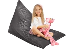 Aubliss Stuffed Animal Storage Bean Bag Chairs Cover, 50"x 35" Extra Large Velvet Bean Bags Chair for Kids & Adults, Ultra Soft Zipper Beanbag Toy Storage for Boys Girls - Darkgrey