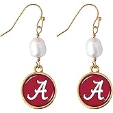 Alabama Crimson Tide Diana Gold and Pearl Dangle Earrings Jewelry Gift UA