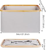 efluky 60L Foldable Laundry Basket Bamboo Fabric Collapsible Storage Grey view 2