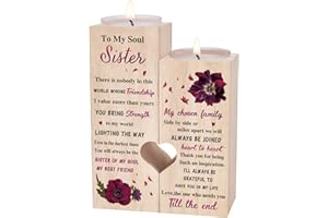 LUCKYYDS Soul Sister Gifts，Birthday Gifts for Women Best Friend - Dictionary Style Friendship Gifts for Soul Sister, Besties Gifts for Friend Female, BFF Gifts, Cute Soul Sister Wooden Candle Holders