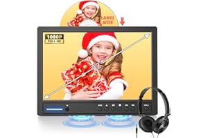 Arafuna 12" Portable DVD Player for Car with Headphone, Car DVD Player with Headrest Mount, Suction-Type Disc in, Headrest DVD Player Support HDMI Input, AV in/Out,1080P Video, USB/SD Card Reader