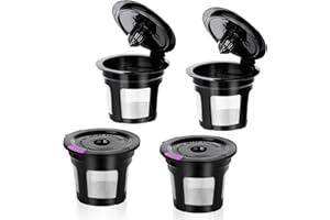 INWODITEKI Reusable K Cups, 4 Pack Universal Fit Reusable Coffee Filters with Food Grade Stainless Steel Mesh Eco-Friendly Coffee Pods, for 1.0 and 2.0 Brewers (4)