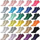 60 Pairs Womens Ankle Socks Bulk Colorful Athletic Socks Low Cut Ankle Socks with Tab Lightweight Breathable Socks for Women 